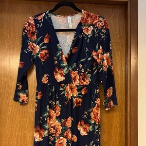 Floral Navy Dress maternity floor length